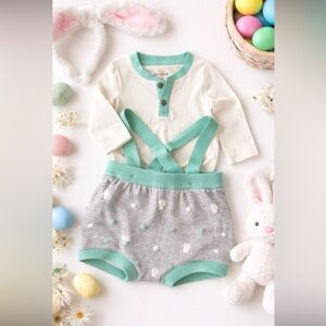 Cat & Jack Mint and Gray 🐰🐰 infant romper 6-9 months